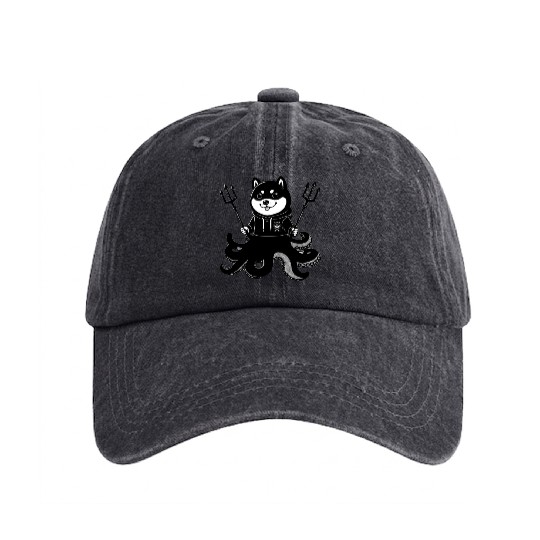 Shiba Inu octopus Washed Denim Baseball Caps