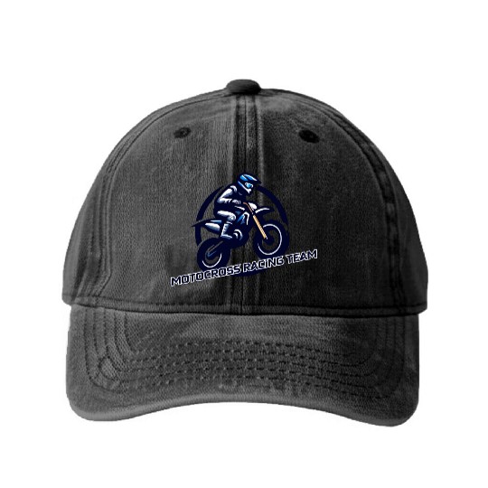 motocross racing team Washed Denim Baseball Caps