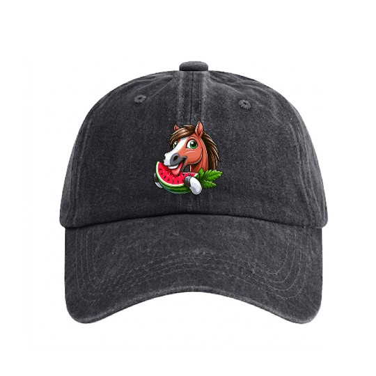 Horses Horse Lover Farmer Melon Summer Washed Denim Baseball Caps