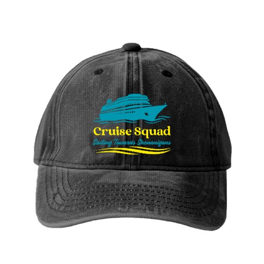 Cruise Squad Sailing Towards Shenanigans Washed Denim Baseball Caps