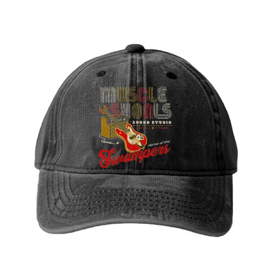 Muscle Shoals Sound Guitar Music Lovers Washed Denim Baseball Caps