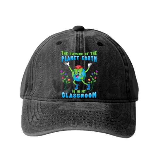 The Future of Planet Earth Teacher Washed Denim Baseball Caps