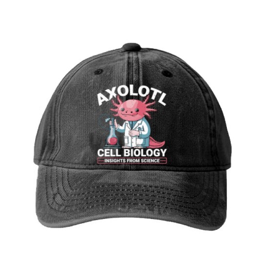 Axolotl Science Teacher Mexican Salamander Washed Denim Baseball Caps