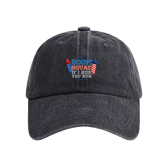 BOOM SQUAD Fireworks Director 4th of July Washed Denim Baseball Caps