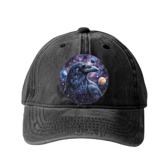 Celestial Raven Clipart Clipart, Crow Bird Witch Washed Denim Baseball Caps