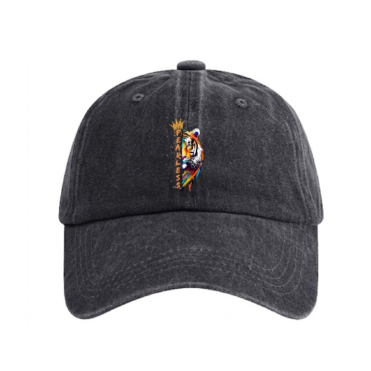 FEARLESS LIKE TIGER Washed Denim Baseball Caps