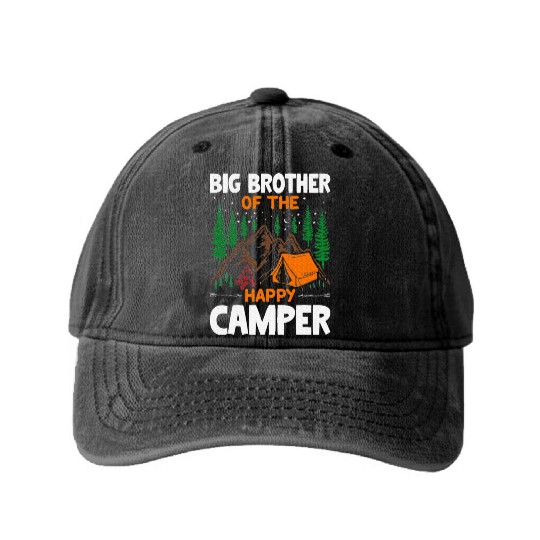 Big Brother of The Happy Camper Hiking Lover Washed Denim Baseball Caps