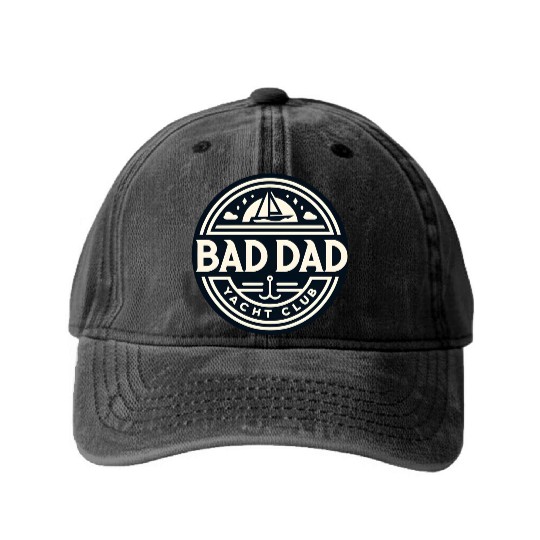 Bad Dad Yacht Club Washed Denim Baseball Caps