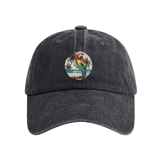 Macaw Parrot for a Bird Lover Animal Lover Washed Denim Baseball Caps