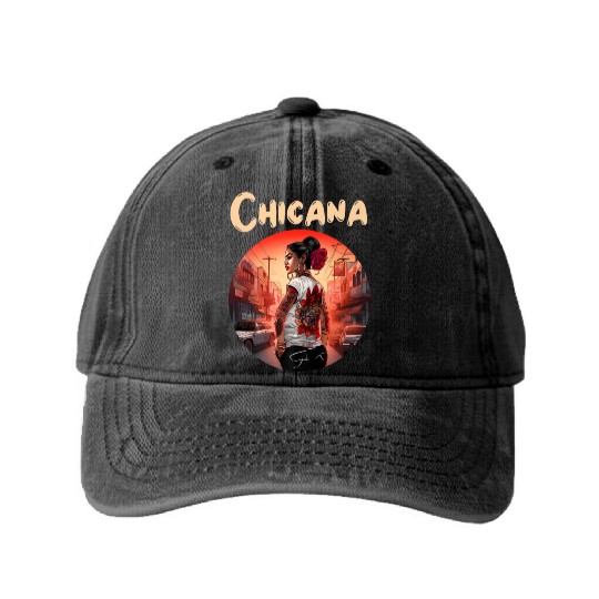 Chicana Lowrider Clothes Mexican American Washed Denim Baseball Caps