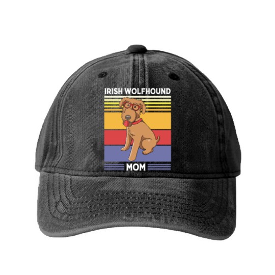 Mothers Day Dog With Sunglasses Irish Wolfhound Washed Denim Baseball Caps