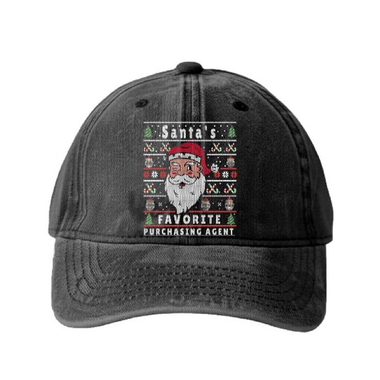 Santas XMAS Ugly Christmas Purchasing-Agent Washed Denim Baseball Caps