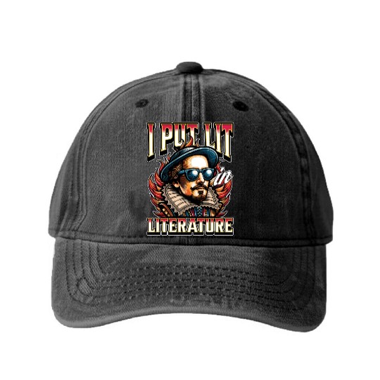 Literature Teacher I Put Lit In Literature Bookish Washed Denim Baseball Caps