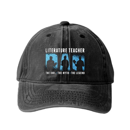 Literature Teacher Dad The Idol The Myth Bookworm Washed Denim Baseball Caps
