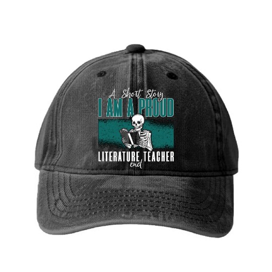 Literature Teacher A Short Story I Am A Librarian Washed Denim Baseball Caps