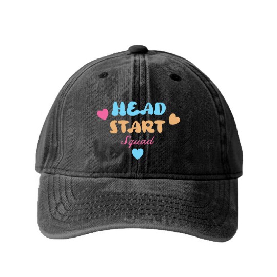 Head Start Squad Homeschool Back to School Washed Denim Baseball Caps