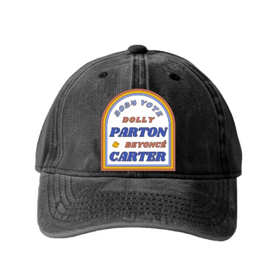 Vote Dolly Parton & Beyonce Carter 2024 Election Washed Denim Baseball Caps