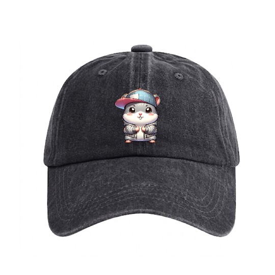 Light Gray Hip Hop Hamster Washed Denim Baseball Caps