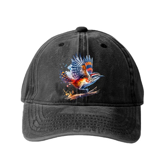 Australian Logrunner in Flight Washed Denim Baseball Caps