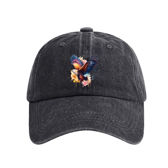 Wedge-tailed Eagle in Flight Washed Denim Baseball Caps