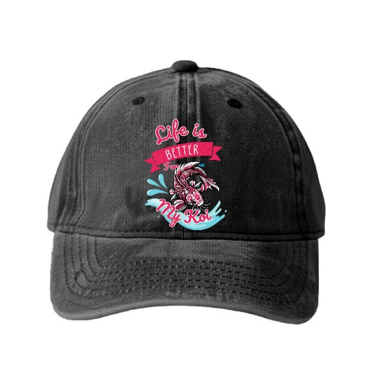 Koi fish swim gracefully Washed Denim Baseball Caps
