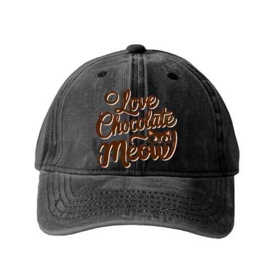 I love chocolate & cats Washed Denim Baseball Caps