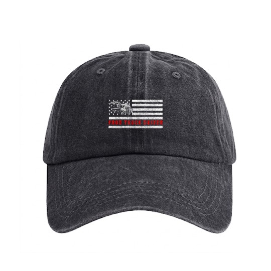 Food Truck Food Grill Washed Denim Baseball Caps