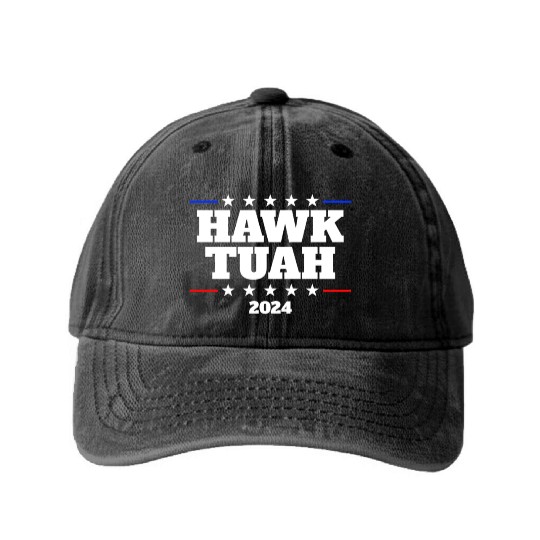 Hawk Tuah 2024 Elect Hawk Tuah Washed Denim Baseball Caps