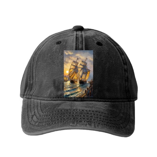 Sailing into the Sunset Washed Denim Baseball Caps
