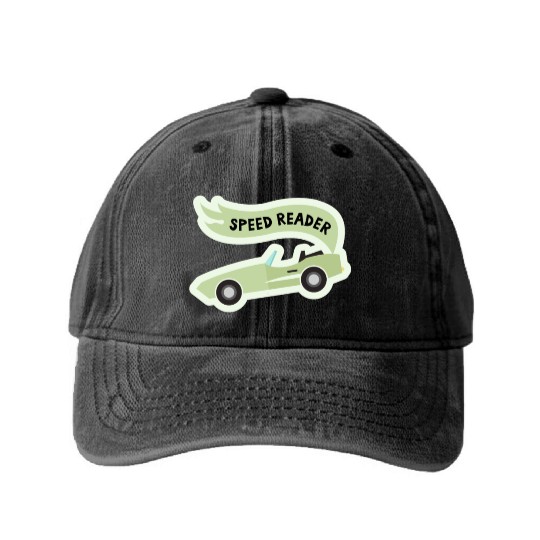 Speed ReaderBookish Racing Car Pastel Green Lemon Washed Denim Baseball Caps
