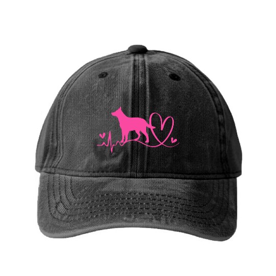 Cute Heartbeat Australian Cattle Dog For Women Washed Denim Baseball Caps