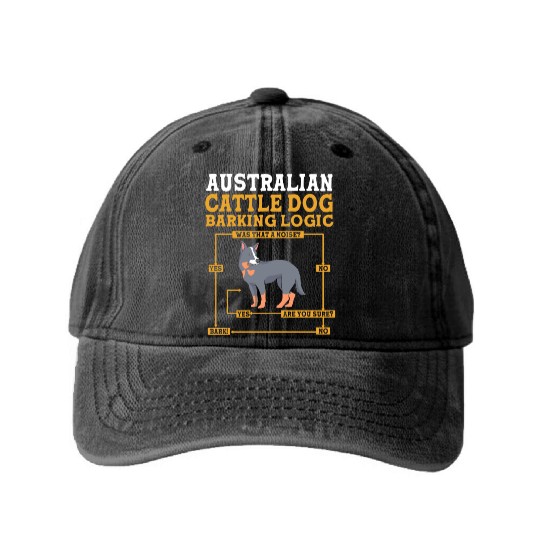 Blue Heeler Australian Barking Logic Cattle Dog Washed Denim Baseball Caps