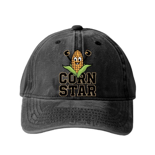 Funny Farm Food Washed Denim Baseball Caps Corny Cob Farmer Corn Star