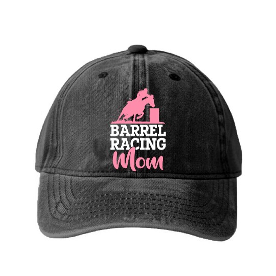 Barrel Racer Rodeo Horse Barrel Racing Mom Washed Denim Baseball Caps