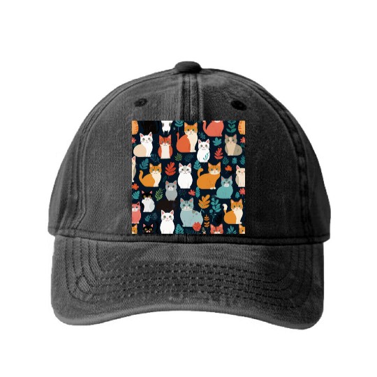 Catty Camouflage Washed Denim Baseball Caps