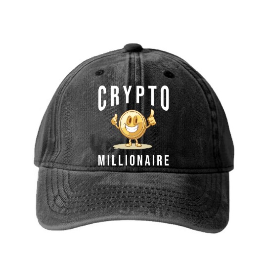 Crypto Millionaire Bitcoin Coin Washed Denim Baseball Caps