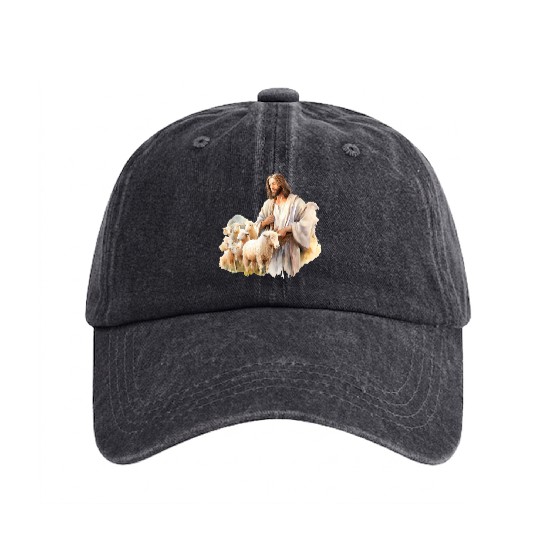 Lord Jesus Church Sheep Peace Washed Denim Baseball Caps