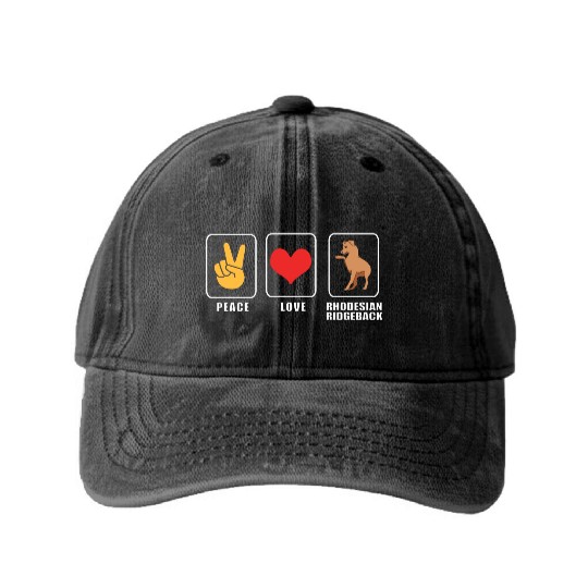 Peace And Love Dog Rhodesian Ridgeback Washed Denim Baseball Caps