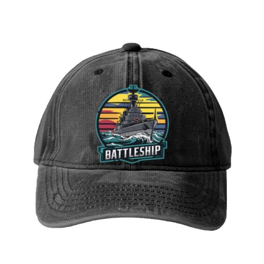 Luxurious Battleship Sunset Washed Denim Baseball Caps with Detailed