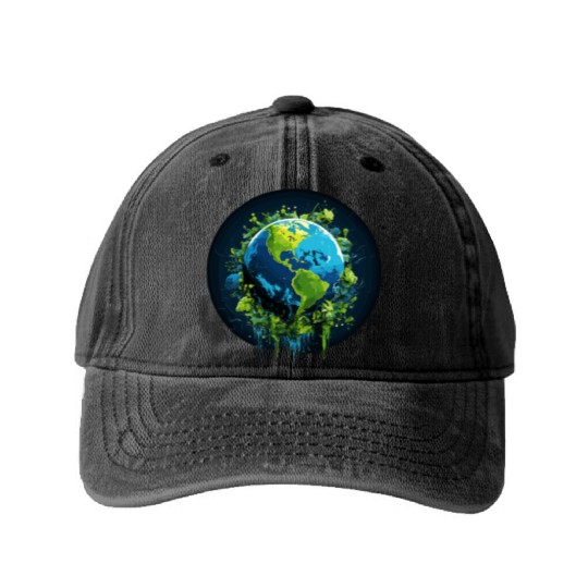 Respect Your Mother Earth Day Save Our Planet Washed Denim Baseball Caps