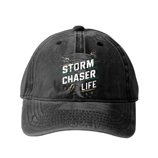 Tornado Chasing Adventures: Embrace Nature's Fury Washed Denim Baseball Caps