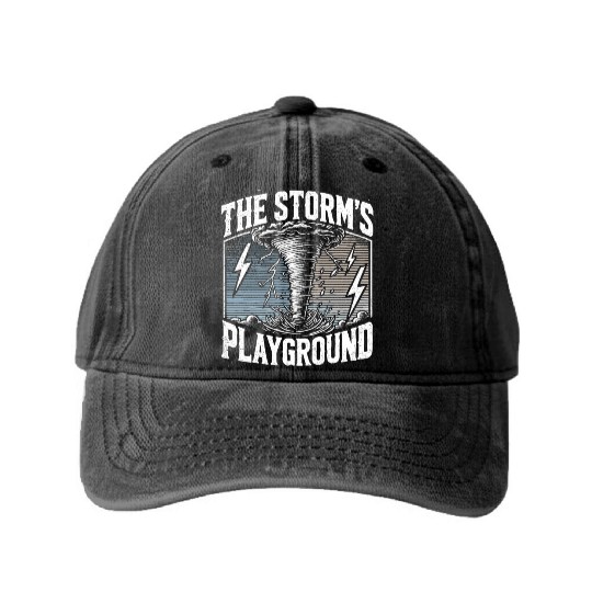 Tornado Chasing Adventures: Embrace Nature's Fury Washed Denim Baseball Caps