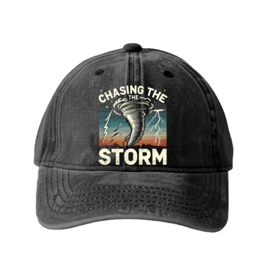 Tornado Chasing Adventures: Embrace Nature's Fury Washed Denim Baseball Caps
