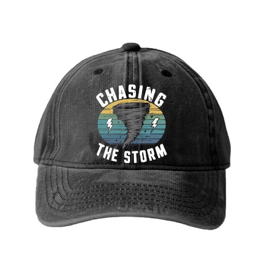 Tornado Chasing Adventures: Embrace Nature's Fury Washed Denim Baseball Caps