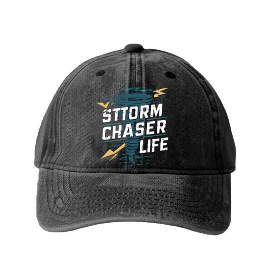 Tornado Chasing Adventures: Embrace Nature's Fury Washed Denim Baseball Caps