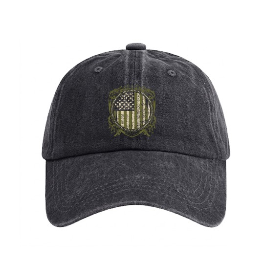 Veteran Design - US Veteran Crest Washed Denim Baseball Caps