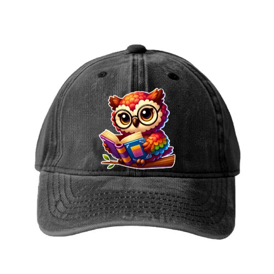 If you need me Owl be Reading Owl Washed Denim Baseball Caps