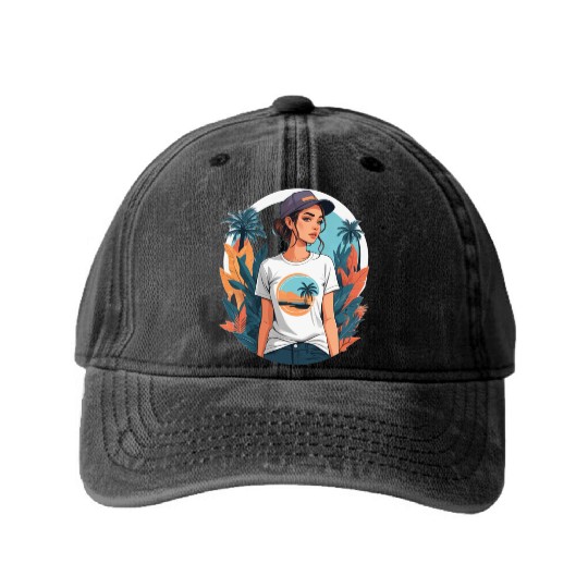 Embracing the Beach Lifestyle Washed Denim Baseball Caps