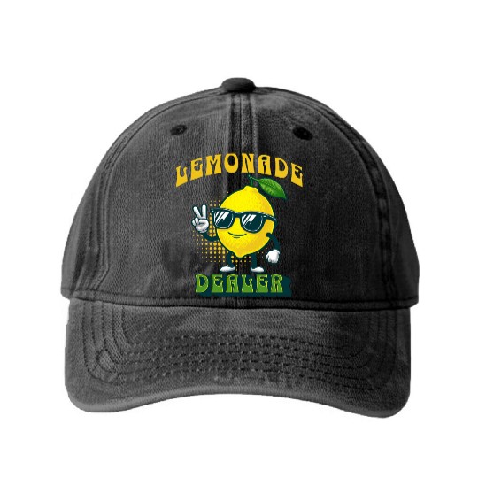 Lemonade Dealer Lemon Juice Stand Store Staff Washed Denim Baseball Caps