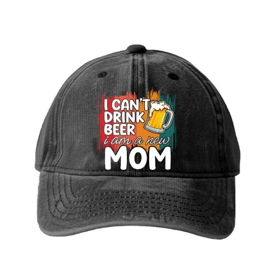 Mom summer Washed Denim Baseball Caps gift | new mom can't drink beer